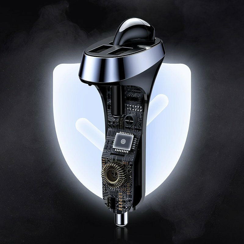 Incarcator auto + casca Bluetooth JoyRoom, 2x USB QC3.0, 28W, negru, JR-CP2