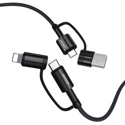 Cablu de date USB/ Type-C la Type-C/ Lightning JoyRoom G3, 60W, 1.8m, negru