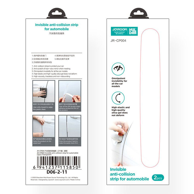 [Pachet 4x] Banda protectie usa auto JoyRoom, alb, JR-CP004