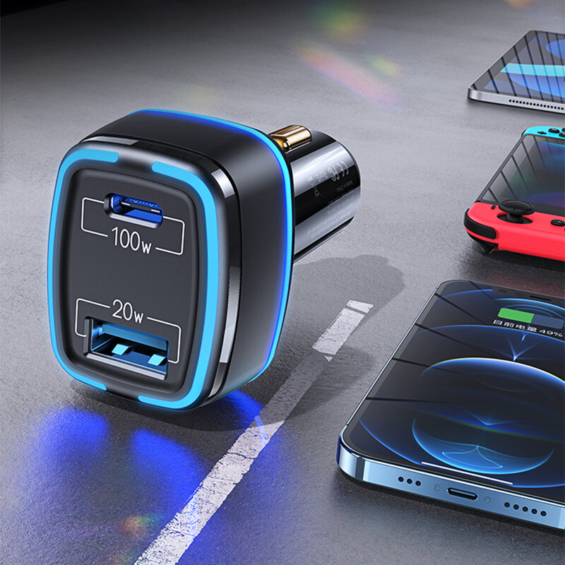 Incarcator auto Usams Type-C PD100W + USB 20W, negru, US-CC142