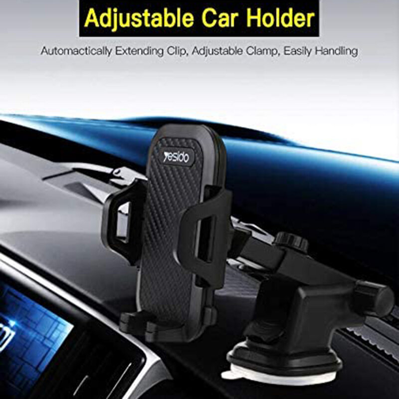 Suport telefon auto parbriz/ bord Yesido C23, 3.8-6.4”, negru
