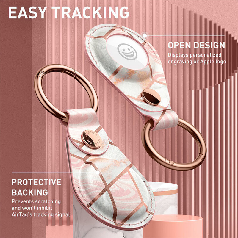 Carcasa Apple AirTag Loop i-Blason, husa tip breloc chei, roz