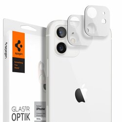 [Pachet 2x] Folie Sticla Camera iPhone 12 Spigen Glas.t R Slim 9H Lens Protector - alb