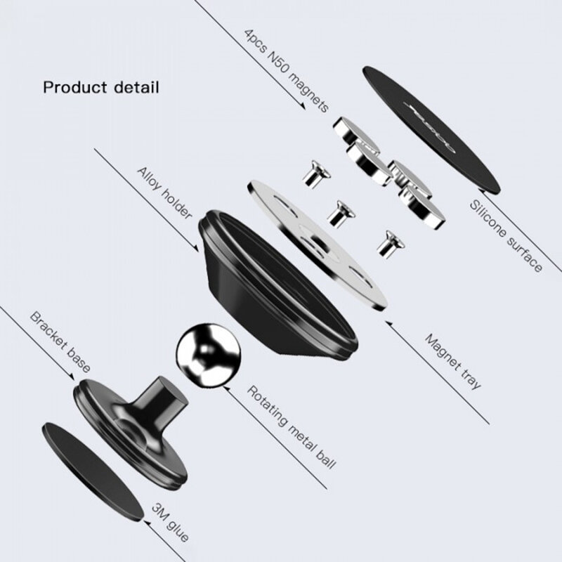 Suport telefon auto magnet cu adeziv 3M Yesido C58, negru