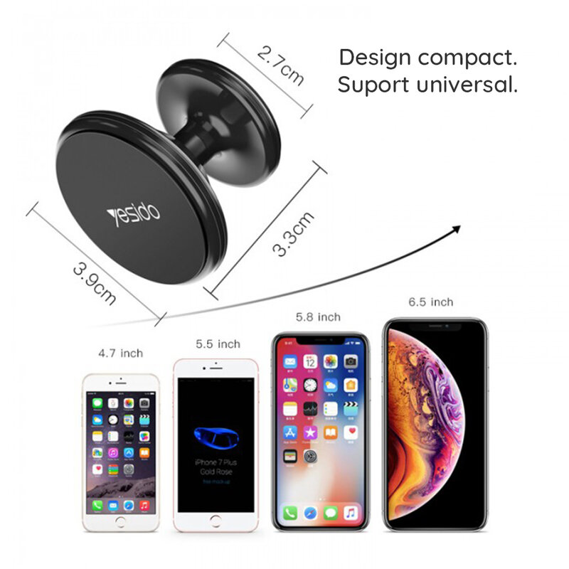 Suport telefon auto magnet cu adeziv 3M Yesido C58, negru