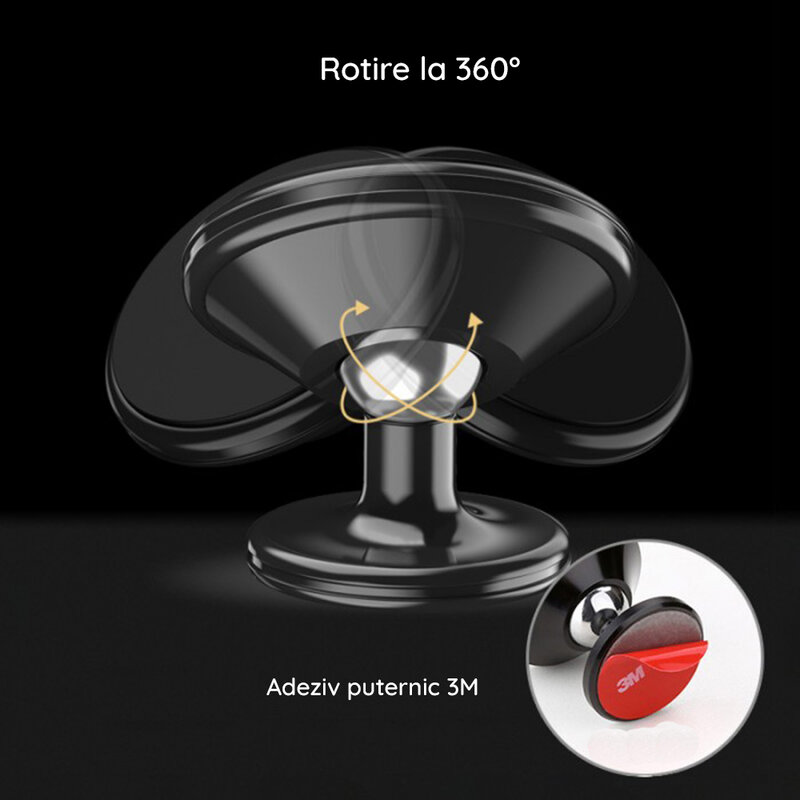 Suport telefon auto magnet cu adeziv 3M Yesido C58, negru