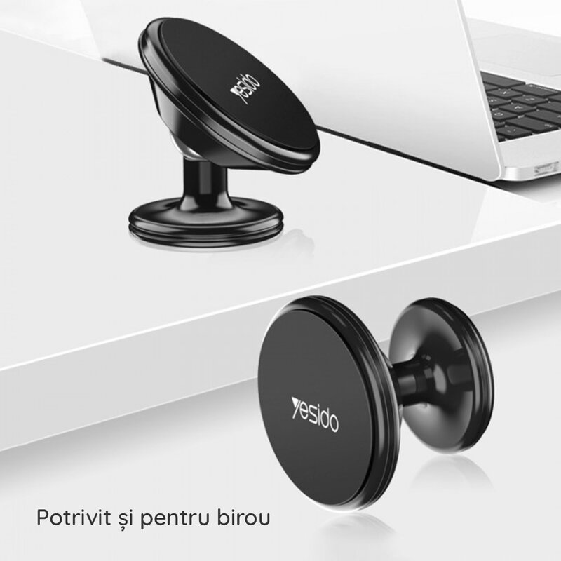 Suport telefon auto magnet cu adeziv 3M Yesido C58, negru