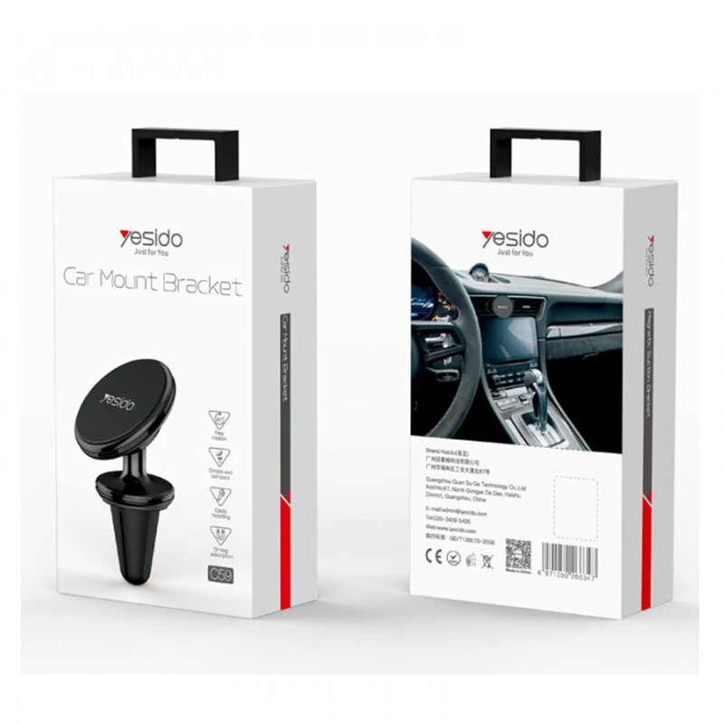 Suport telefon auto magnet, grila ventilatie Yesido C59, negru