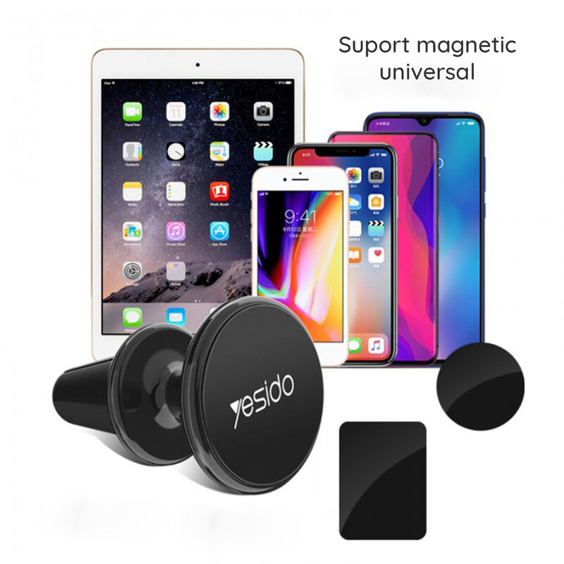 Suport telefon auto magnet, grila ventilatie Yesido C59, negru
