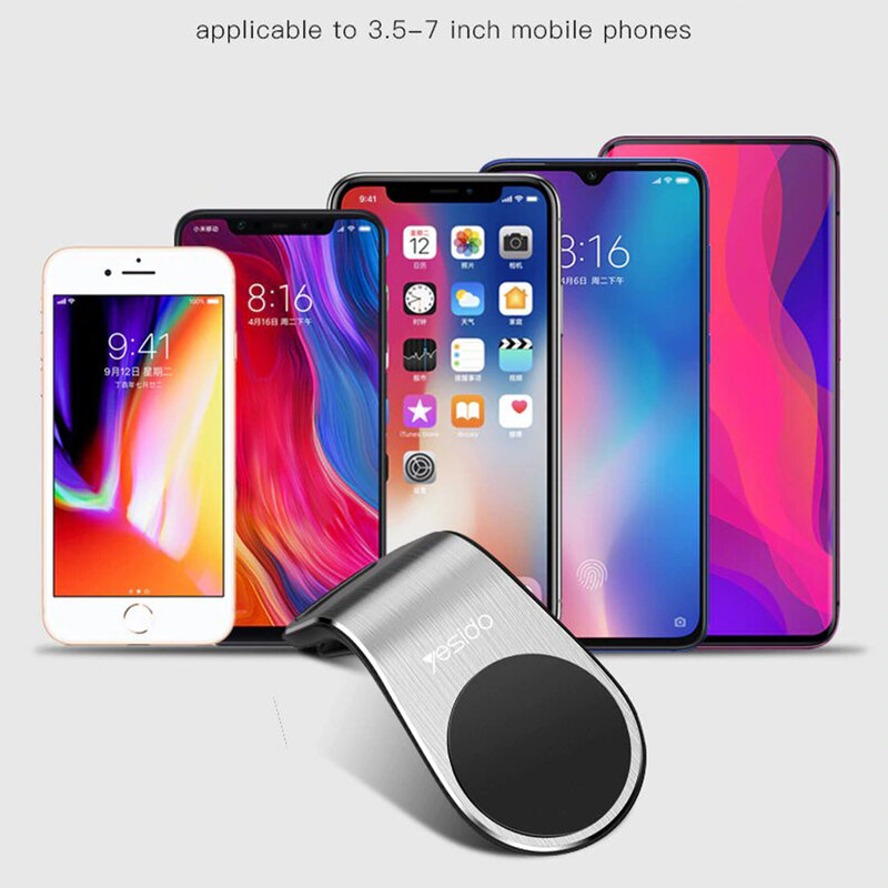 Suport telefon masina Yesido C64 pentru grila ventilatie, negru