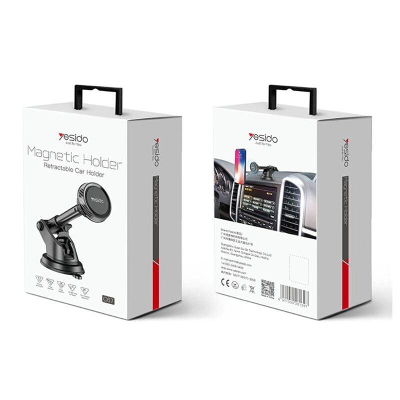 Suport telefon auto magnet Yesido C67 cu brat telescopic, negru