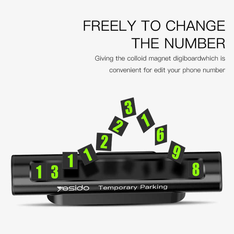 Suport numar telefon auto Yesido C68 parcare temporara, negru