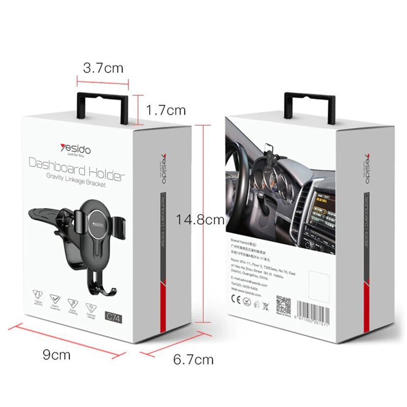 Suport telefon auto Yesido C74, prindere bord cu clema, negru