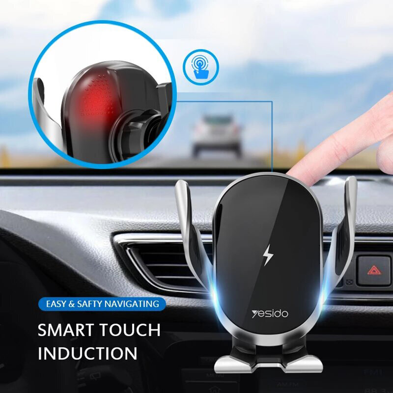 Suport telefon auto cu incarcare wireless, 15W Yesido C78, negru