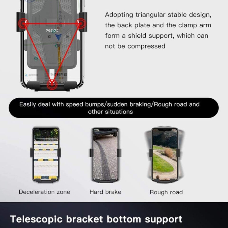 Suport telefon ghidon bicicleta Yesido C94, universal, negru