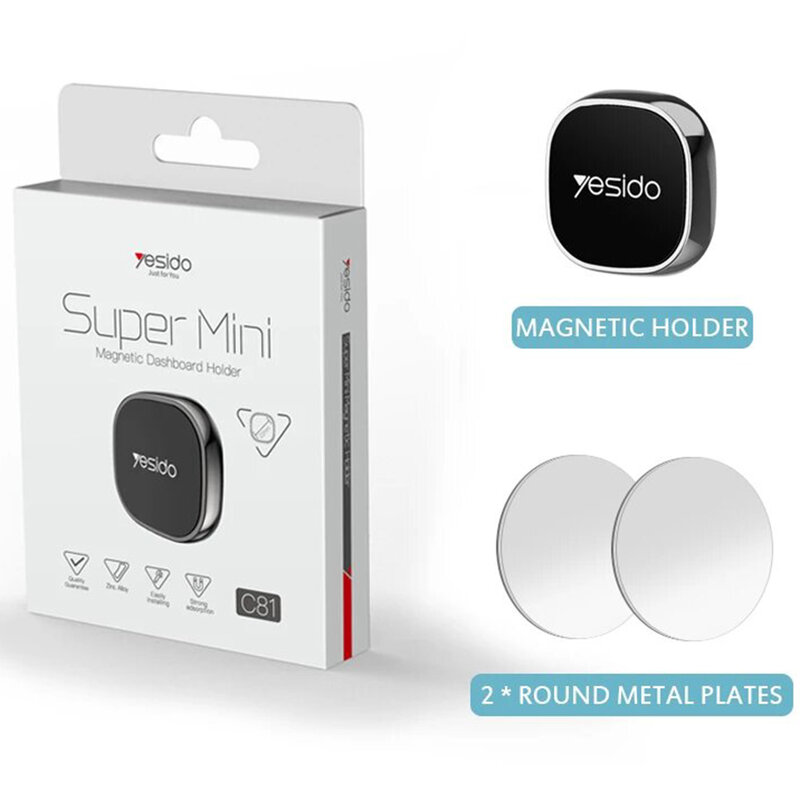 Suport telefon auto magnetic cu adeziv Yesido C81, gri