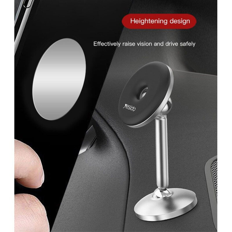 Suport telefon magnetic auto adeziv pentru bord Yesido C93, negru