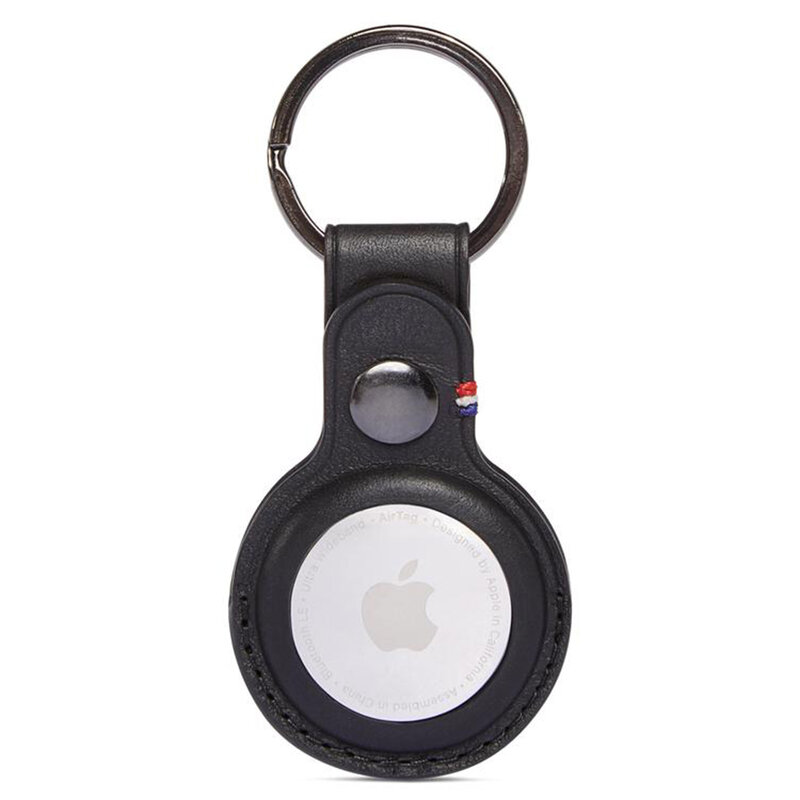 Breloc Apple AirTag Decoded Natural Leather Keychain, negru