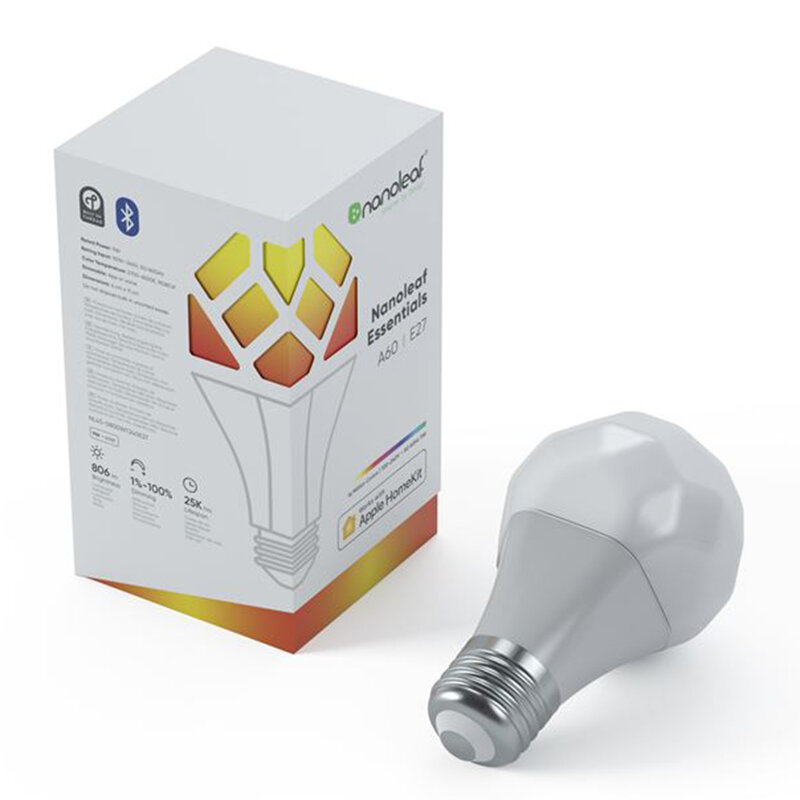 Bec LED inteligent Nanoleaf A60 E27, smart Wi-Fi, 9W, lumina RGBCW