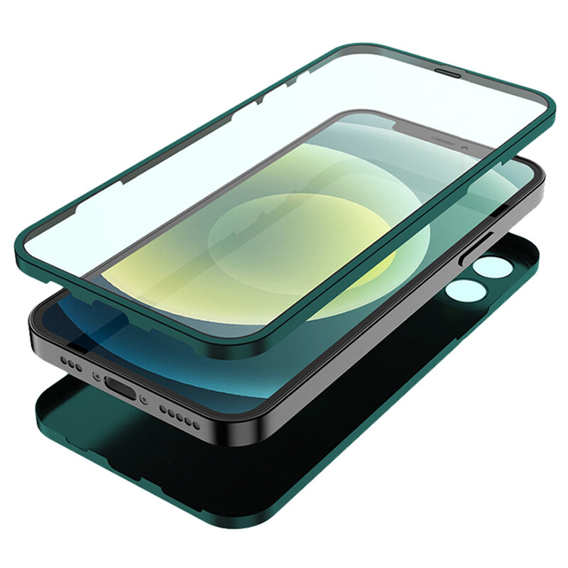 [Pachet 360°] Husa + folie iPhone 12 Pro Lito Full Body, verde