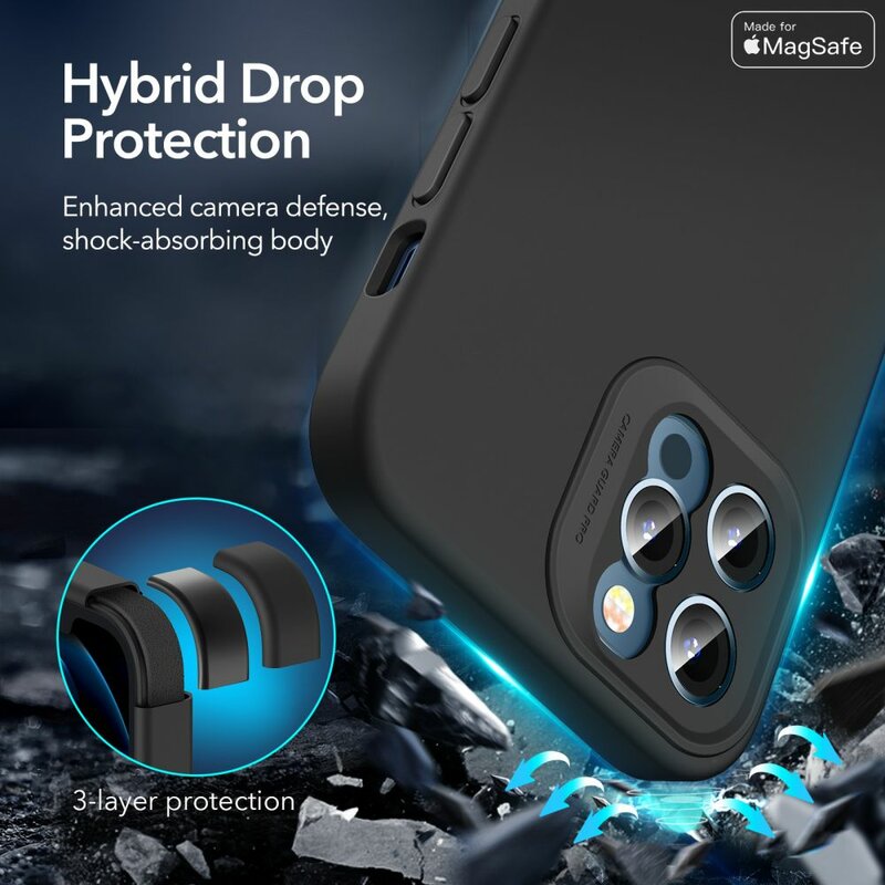 Husa iPhone 12 Pro ESR Cloud MagSafe, protectie camera foto, negru