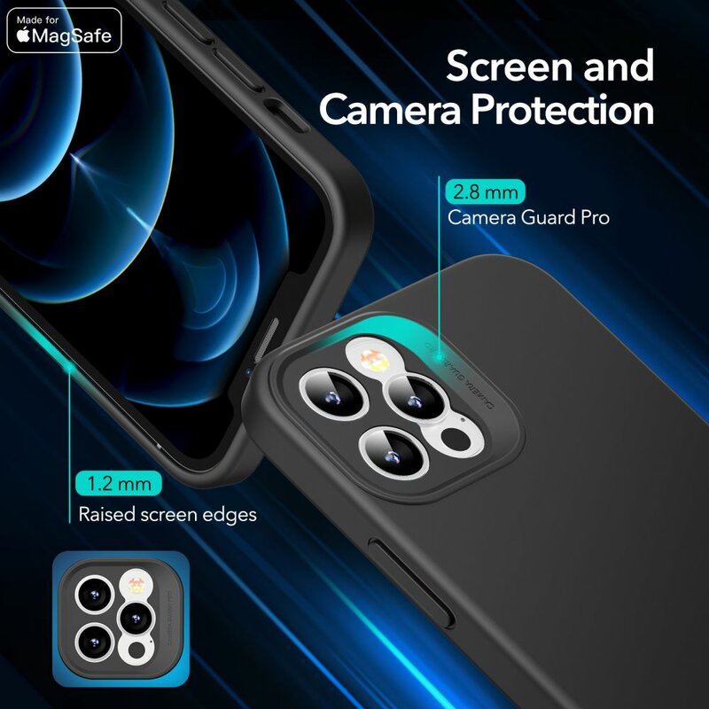 Husa iPhone 12 Pro ESR Cloud MagSafe, protectie camera foto, negru