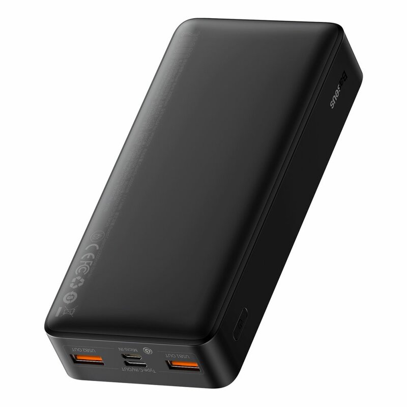 Baterie externa 20000mAh Baseus, 2xUSB, USB-C, Micro-USB, negru, PPDML-M01