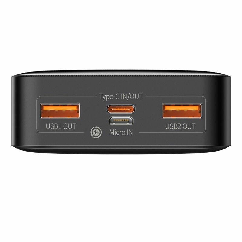 Baterie externa 20000mAh Baseus, 2xUSB, USB-C, Micro-USB, negru, PPDML-M01