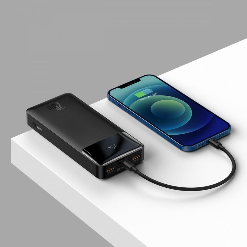 Baterie externa 20000mAh Baseus, 2xUSB, USB-C, Micro-USB, negru, PPDML-M01