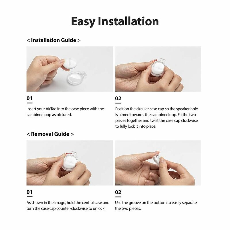 Breloc Apple AirTag Ringke Slim cu holder otel, transparent