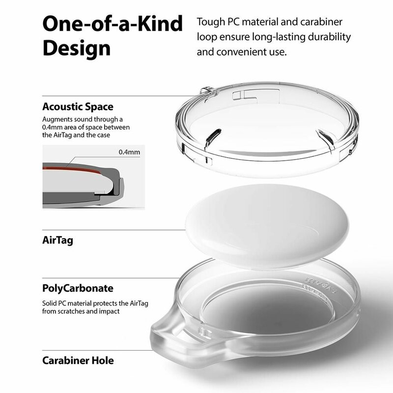 Breloc Apple AirTag Ringke Slim cu holder otel, negru