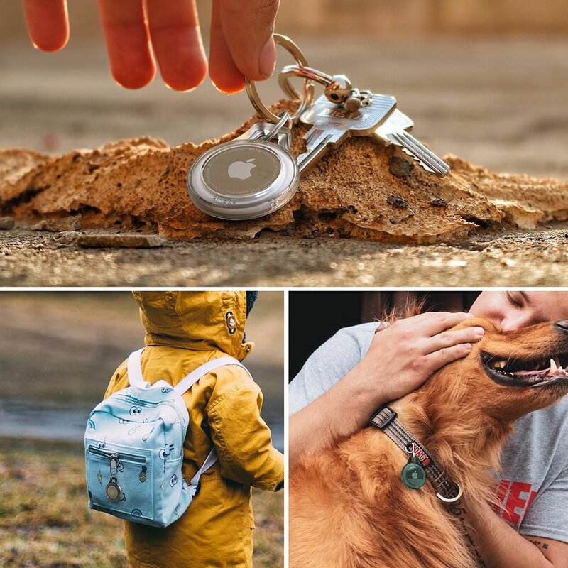 Breloc Apple AirTag Ringke Slim cu holder otel, negru