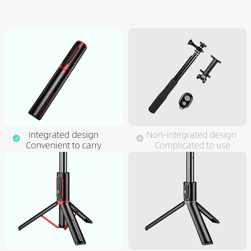 Selfie stick tripod JoyRoom, telecomanda Bluetooth, negru, JR-Oth-AB202