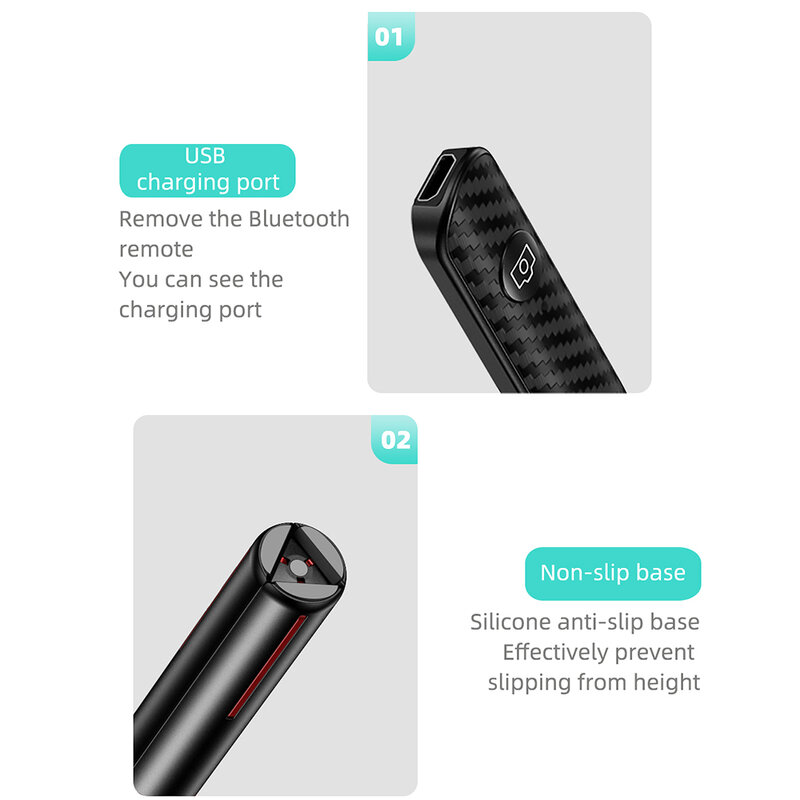 Selfie stick tripod JoyRoom, telecomanda Bluetooth, negru, JR-Oth-AB202