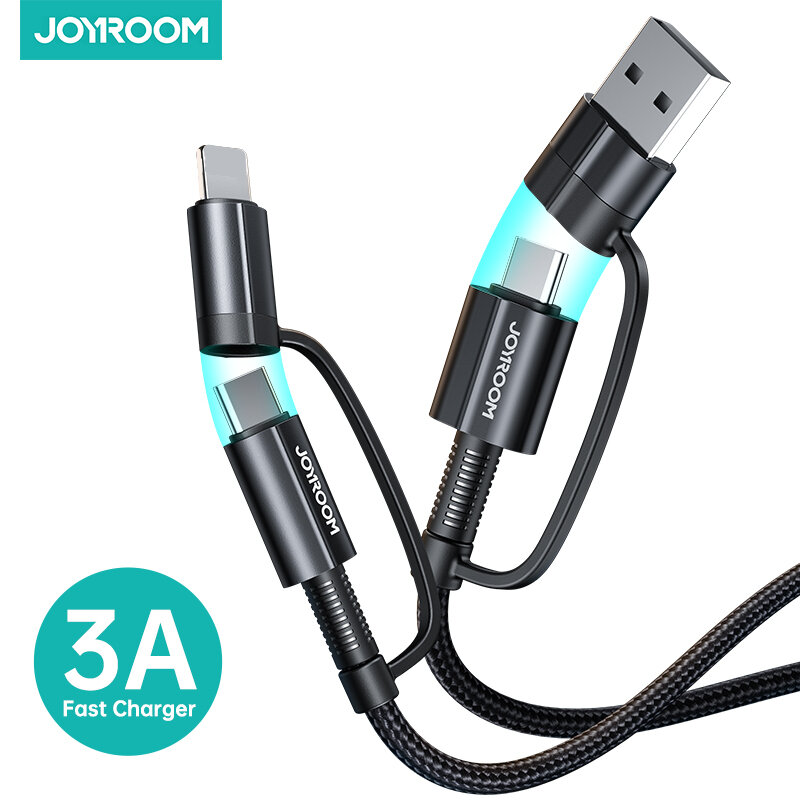 Cablu de date USB/ Type-C la Type-C/ Lightning JoyRoom G3, 60W, 1.8m, negru