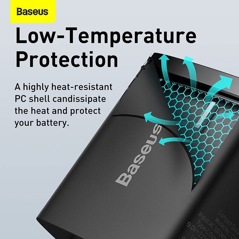 Incarcator priza USB 18W + Type-C 20W Baseus, negru, CCXJ-B01