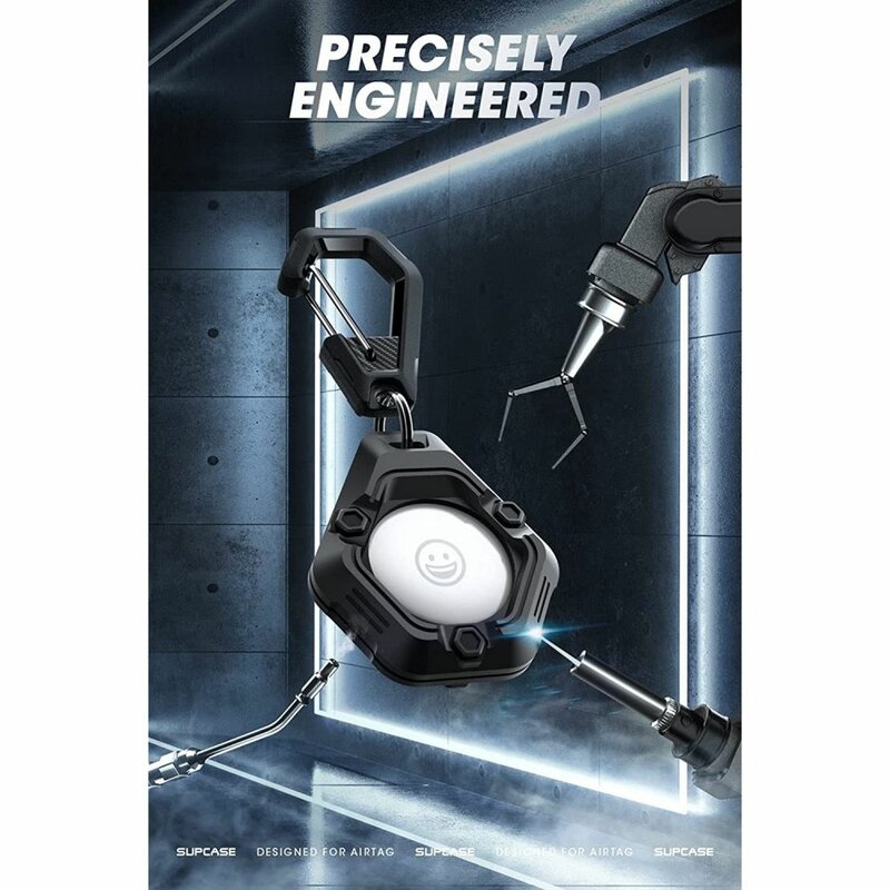 Carcasa Apple AirTag Supcase Unicorn Beetle Pro, breloc chei, negru