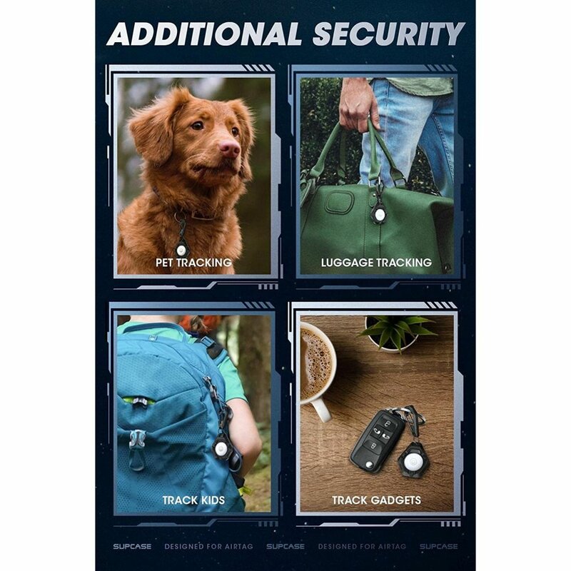 Carcasa Apple AirTag Supcase Unicorn Beetle Pro, breloc chei, negru