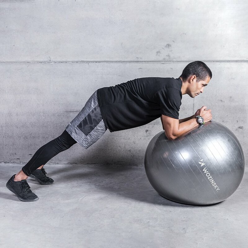 Minge gimnastica pentru recuperare fizica, fitness, yoga, pompa manuala, gri