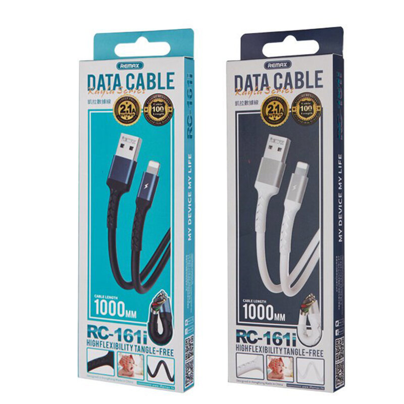 Cablu de date USB la Lightning Remax, 2.1A, 1m, negru, RC-161i