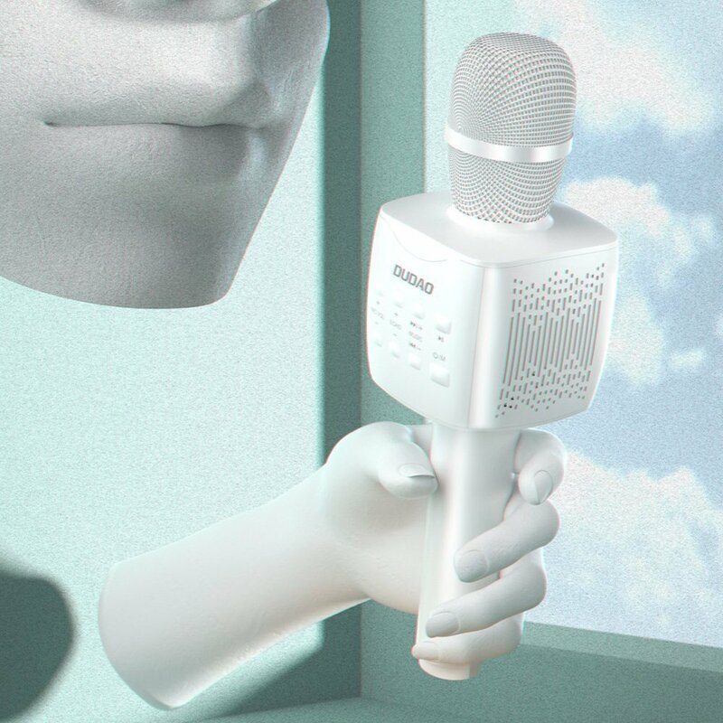 Microfon Bluetooth Dudao Y16S pentru karaoke, wireless, alb