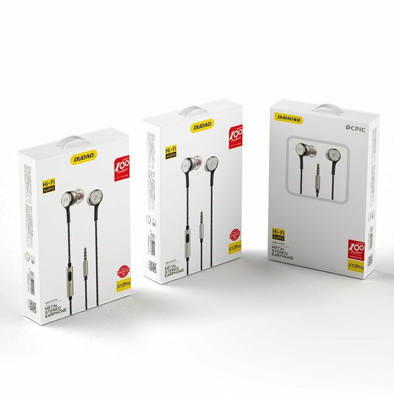 Casti in-ear Dudao X12Pro, Hi-Fi audio, Jack 3.5mm, 1.2m, gri