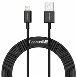 Cablu de date USB la Lightning Baseus, 2.4A, 2m, negru, CALYS-C01