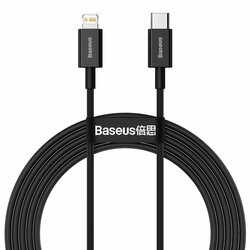 Cablu de date USB-C la Lightning Baseus, 20W, 2m, negru, CATLYS-C01