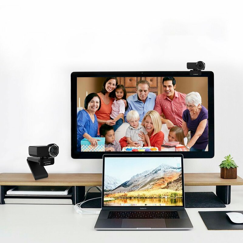 Camera web laptop cu microfon Ausdom AW635, Full HD 1080P, negru