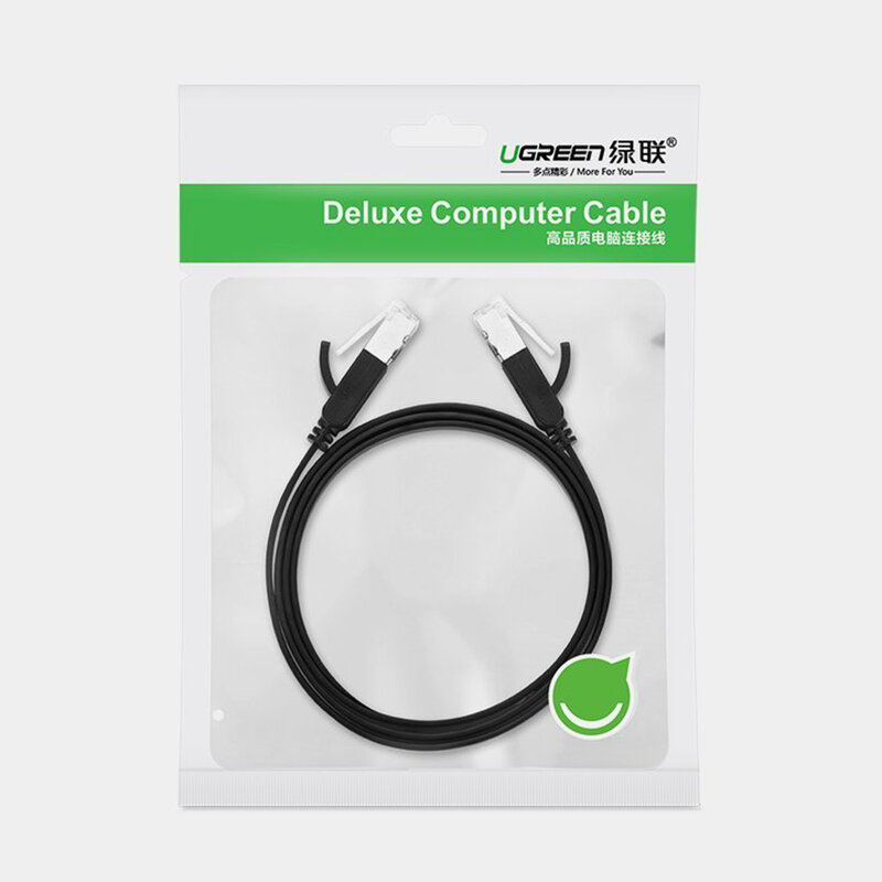 Cablu Ethernet Cat 6 Ugreen, Patch cord UTP, 1Gbps, 2m, negru, 50185