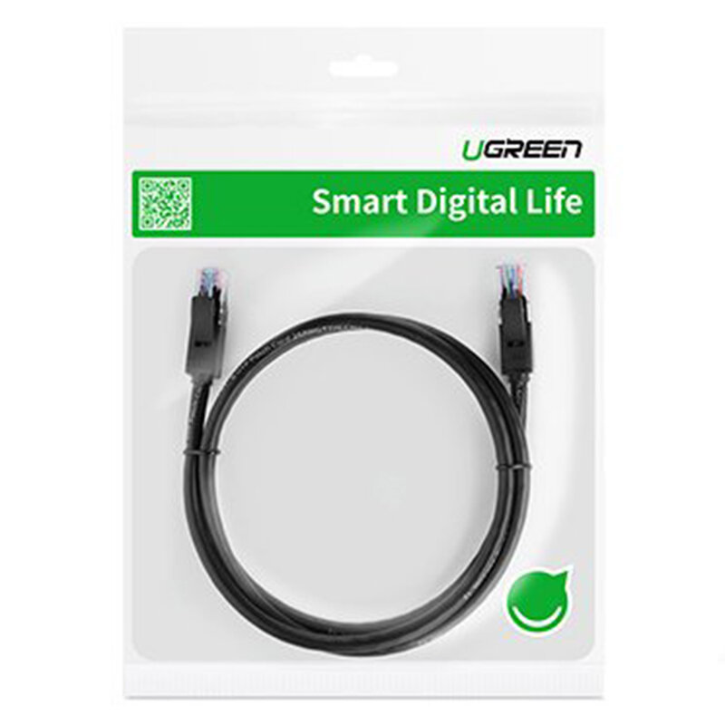 Cablu Patch cord Cat 6 Ethernet Ugreen, UTP, 1Gbps, 1m, negru, 50173
