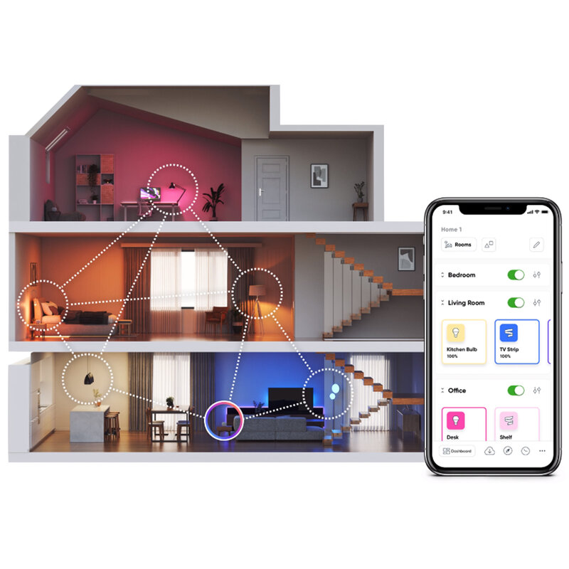 Bec LED inteligent Nanoleaf A60 B22, smart Wi-Fi, 9W, lumina RGBCW