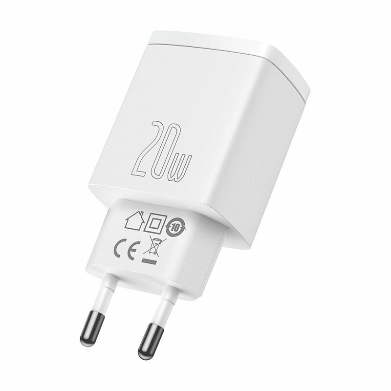 Incarcator priza Baseus USB QC3.0 + Type-C 20W, alb, CCXJ-B02