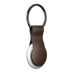 Breloc Apple AirTag Nomad Leather Loop + inel chei, maro